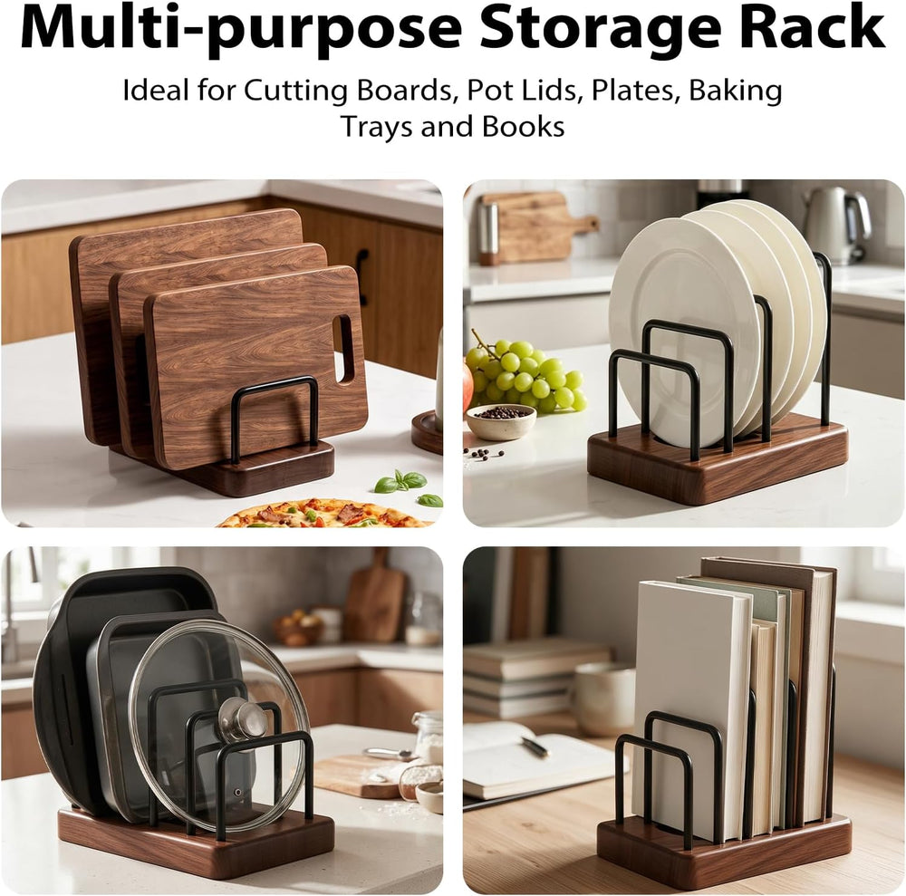 ENLOY 2 Pack Cutting Board Holder with Walnut Cute Bear and Heart Base