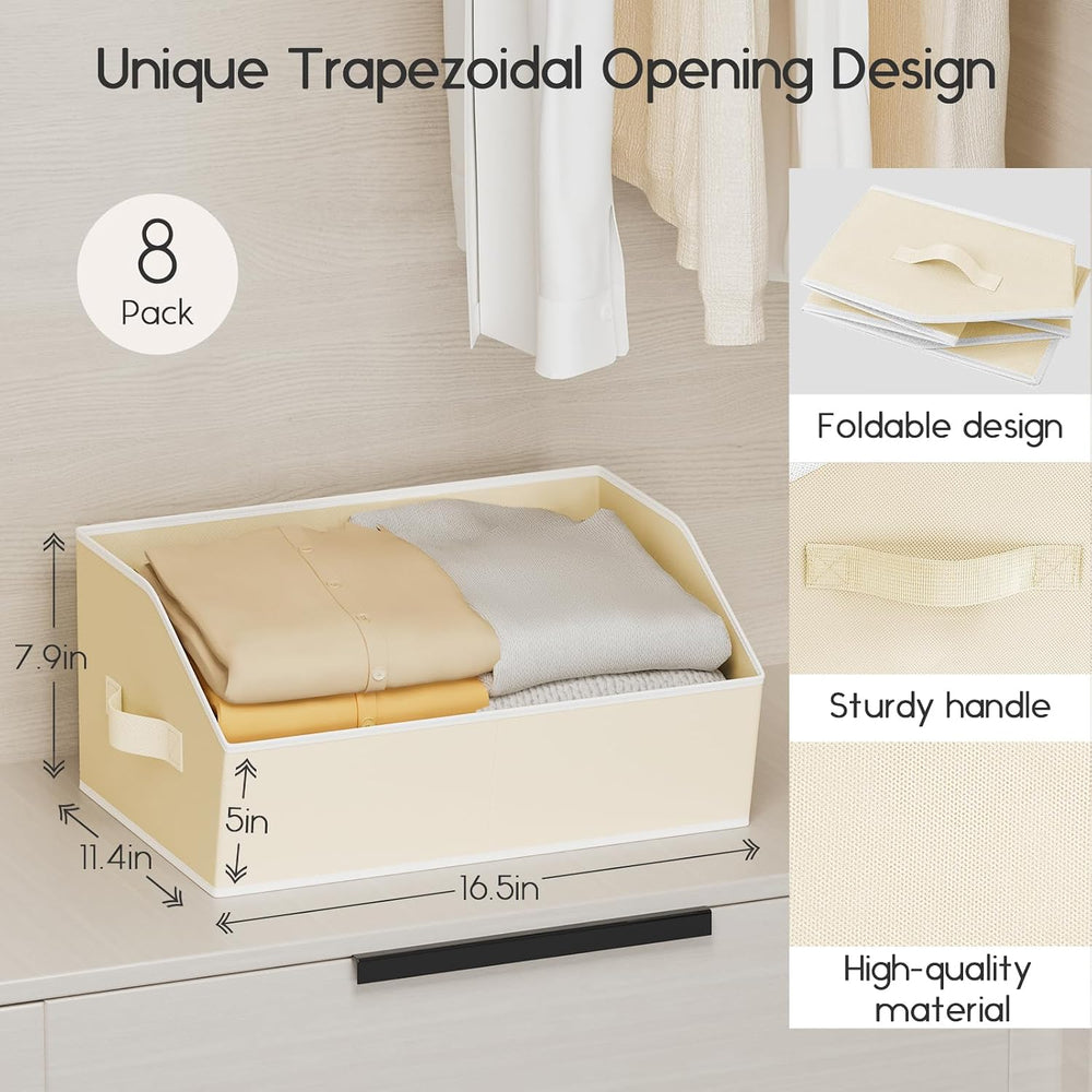 Homsorout Large Closet Organizers and Storage Bins - 8 Pack Trapezoid Storage...