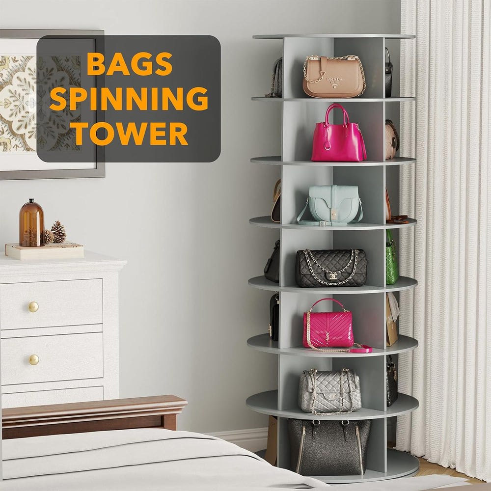 SpaceAid 7 Tier Rotating Shoe Rack Tower, Spinning Shoe Display Lazy Susan, R...