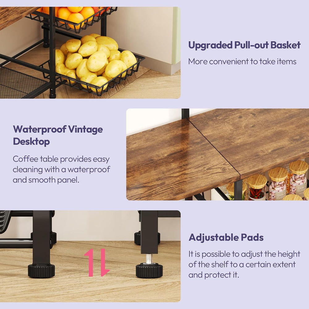 SWTYMIKI Bakers Rack with Storage - Coffee Bar Cabinet with Shelves, Coffee S...