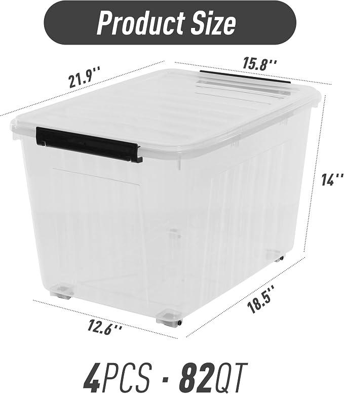 Citylife 82 QT Clear Plastic Storage Bins (4-Pack)
