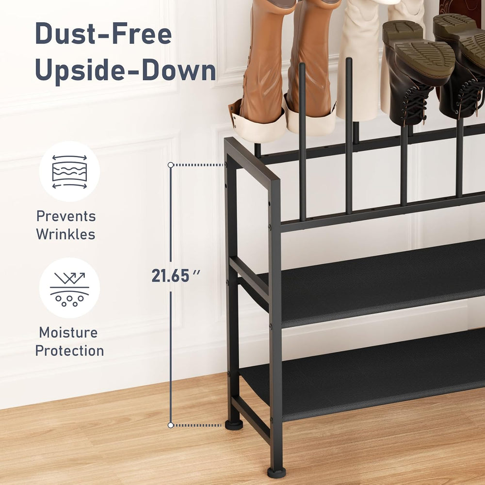 DIMJ Boot Rack 4-Tier - Black Metal Boot Storage Rack Tall Boots Organizer, M...