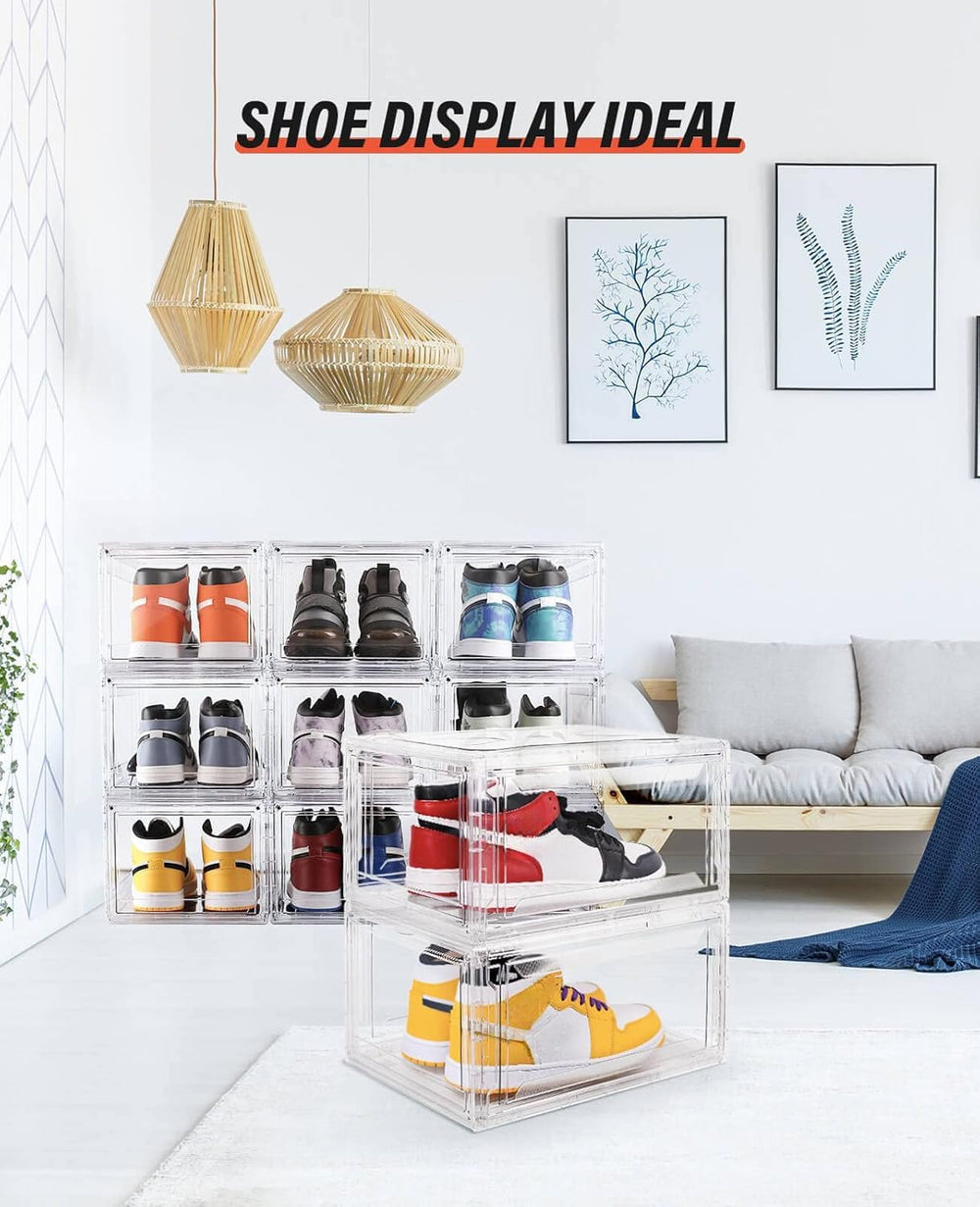 KDOR Shoe Boxes Clear Plastic Stackable 3 Pack Shoe Storage for Sneakerheads,...