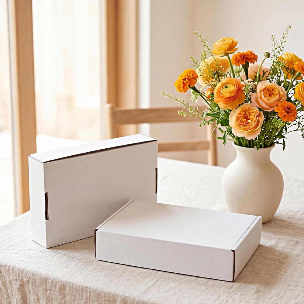 HORLIMER 9x6x2 Shipping Boxes Set of 60, White Corrugated Cardboard Mailer Bo...