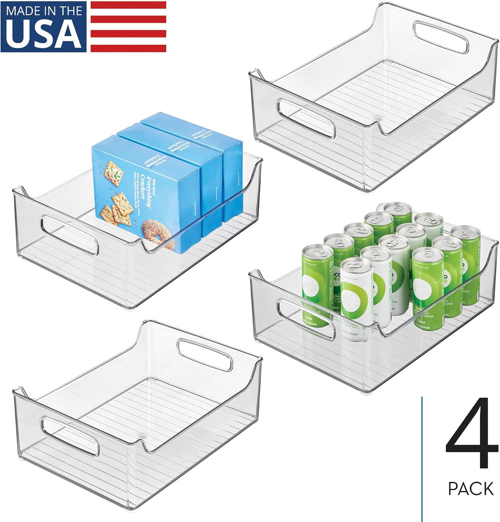 iDesign Stackable Clear Plastic Storage Bin, 4-Pack