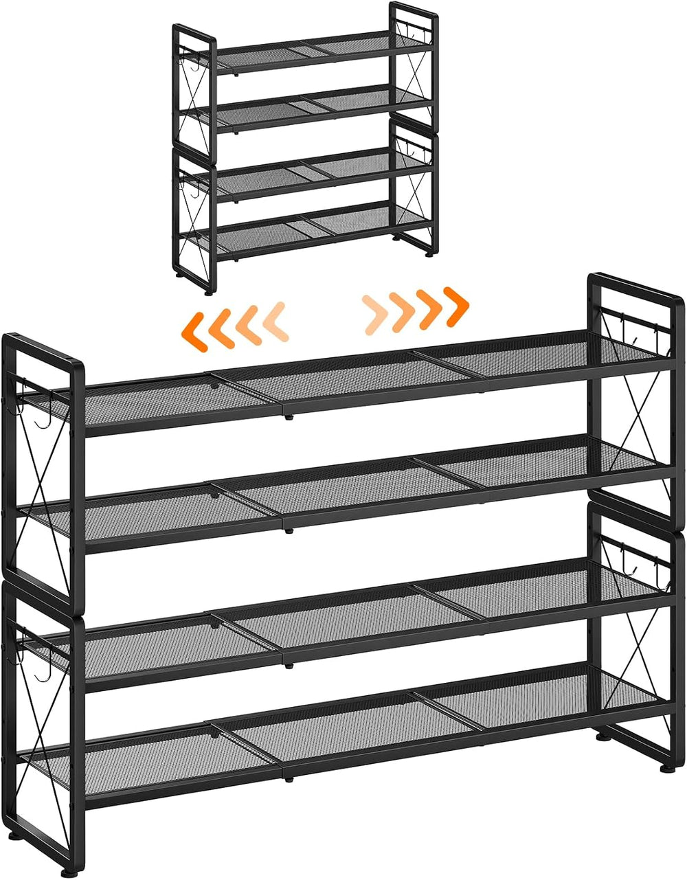 ELYKEN Shoe Rack, 4-Tier Expandable Shoe Organizer, Shoe Shelf for Closet