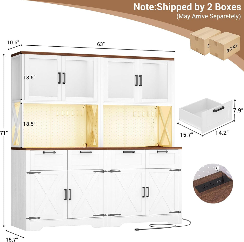 Unikito 71" Tall Kitchen Pantry Storage Cabinet, 63" W Kitchen Hutch