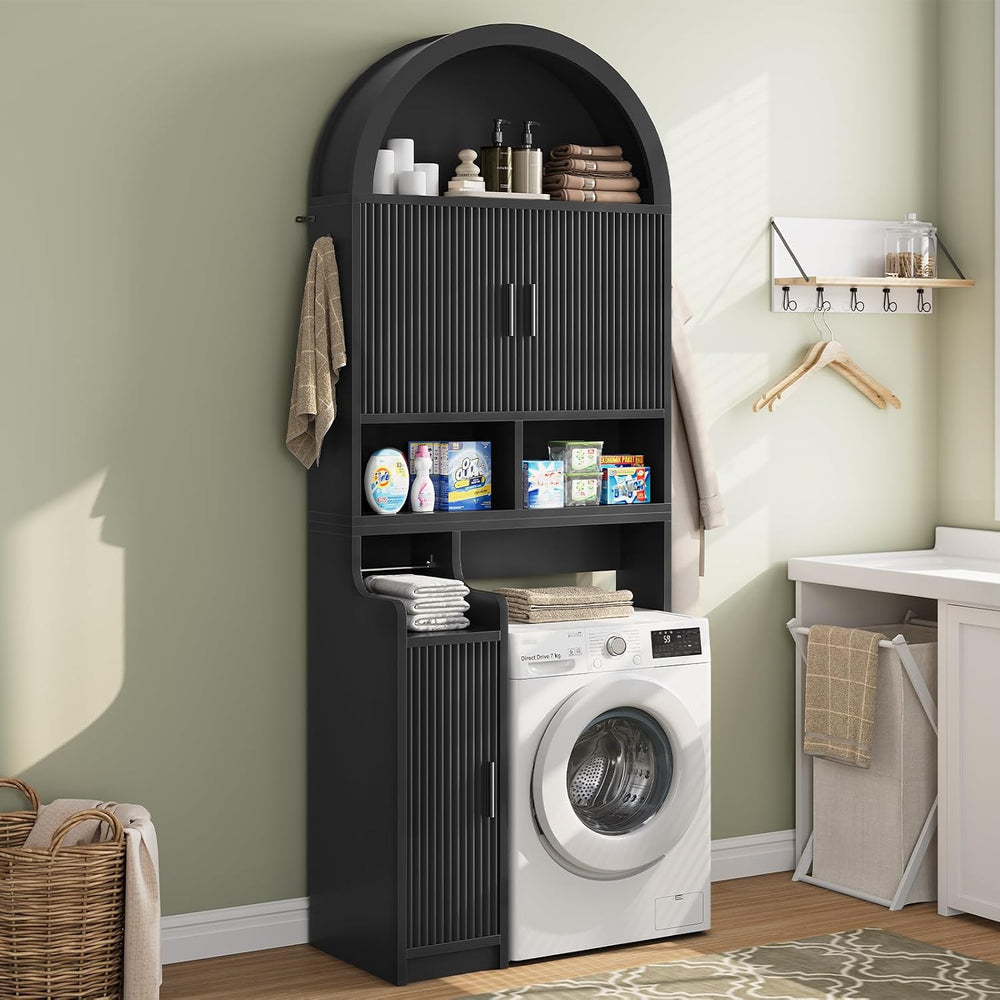 Itaar Arched Over The Toilet Storage Cabinet, 78.7" H Fluted Bathroom Or...