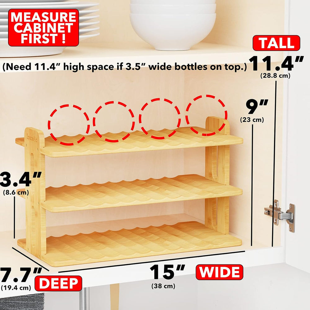 SpaceAid Bamboo Water Bottle Organizer with Labels, Kitchen Pantry Water Bott...