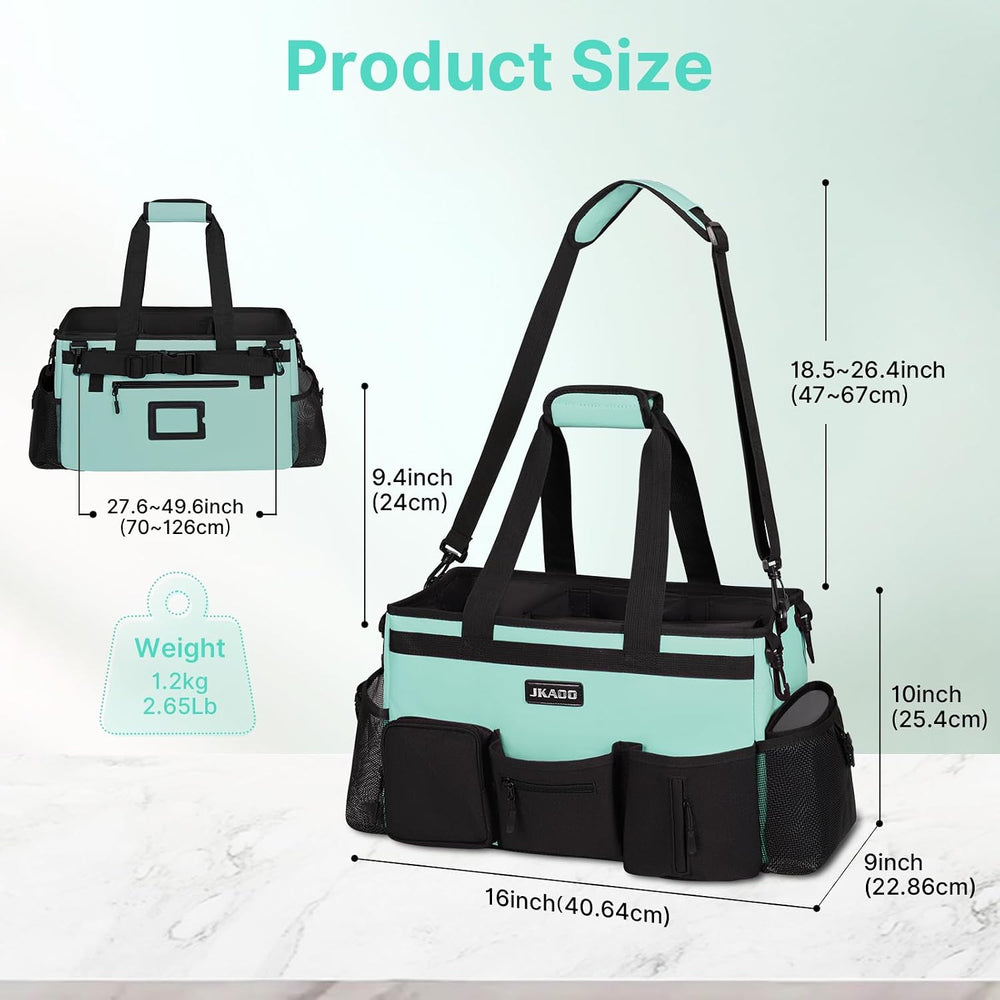 Large Wearable Cleaning Caddy Bag with Handles, Blue Green