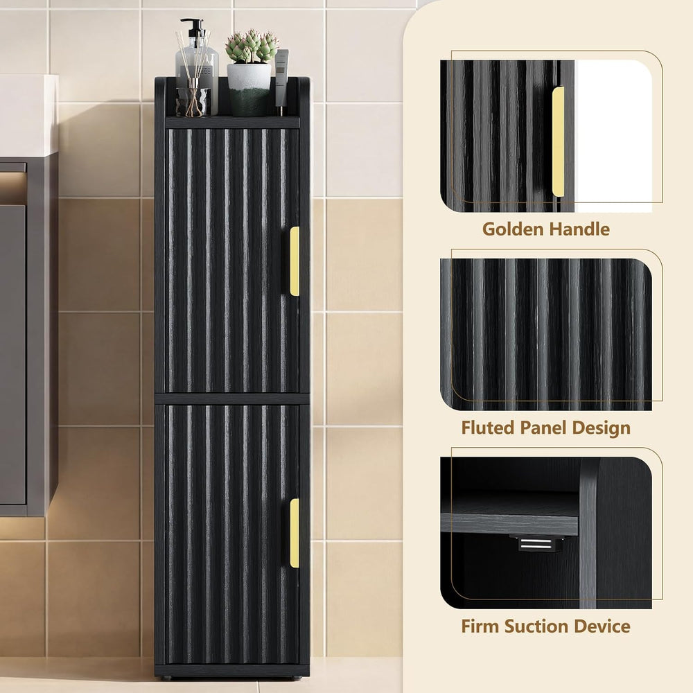 Yoobure Fluted Small Bathroom Storage Cabinet, Narrow Toilet Paper Cabinets