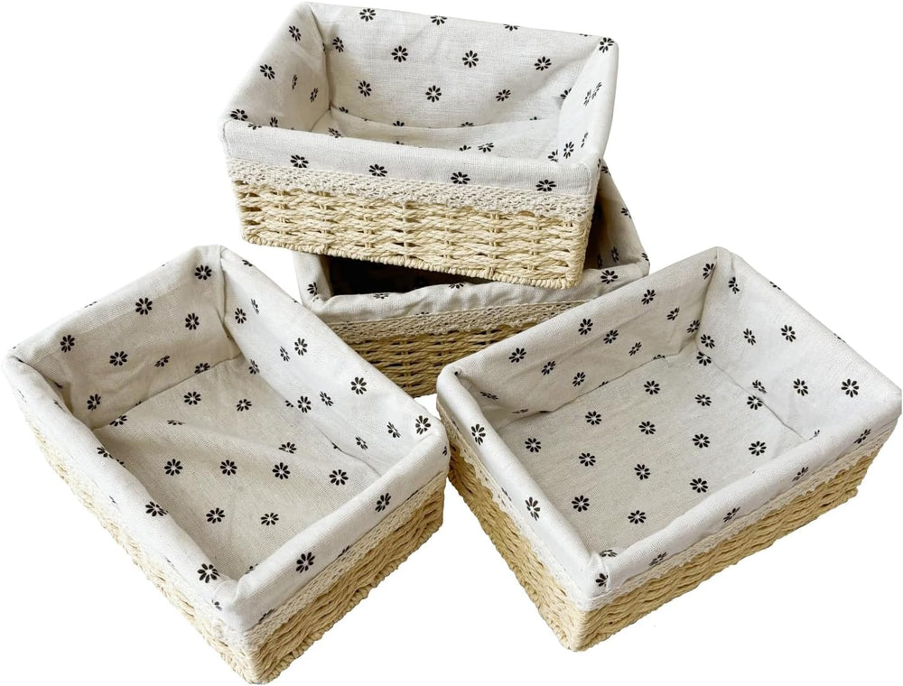 4-Pack Cute Woven Small Paper Rope Baskets