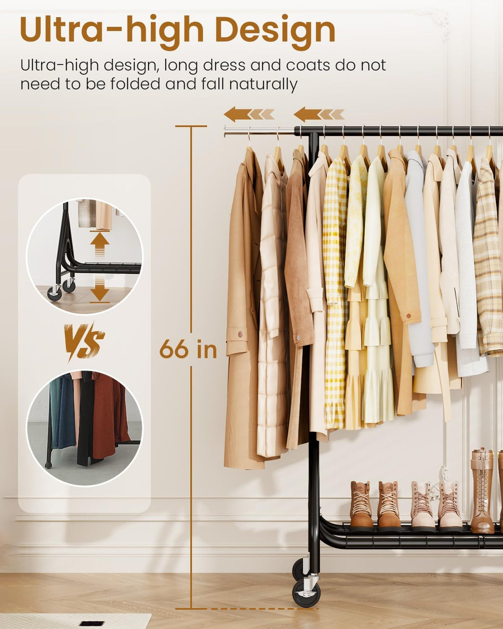 Heavy Duty Clothes Rack, Metal Clothing Rack Load 450 LBS, Rolling Coat Racks...