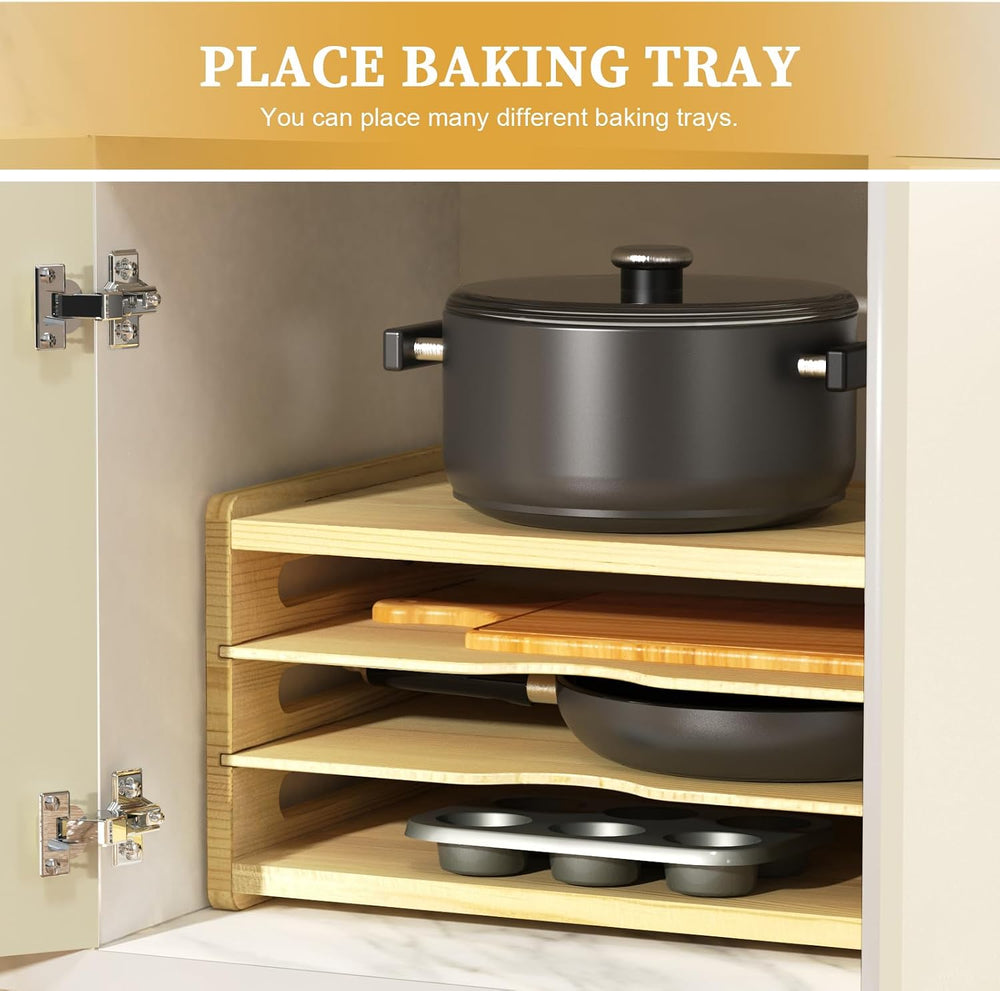 4 Tier Tray Dividers for Cabinets, Kitchen Vertical Baking Sheet Organizer