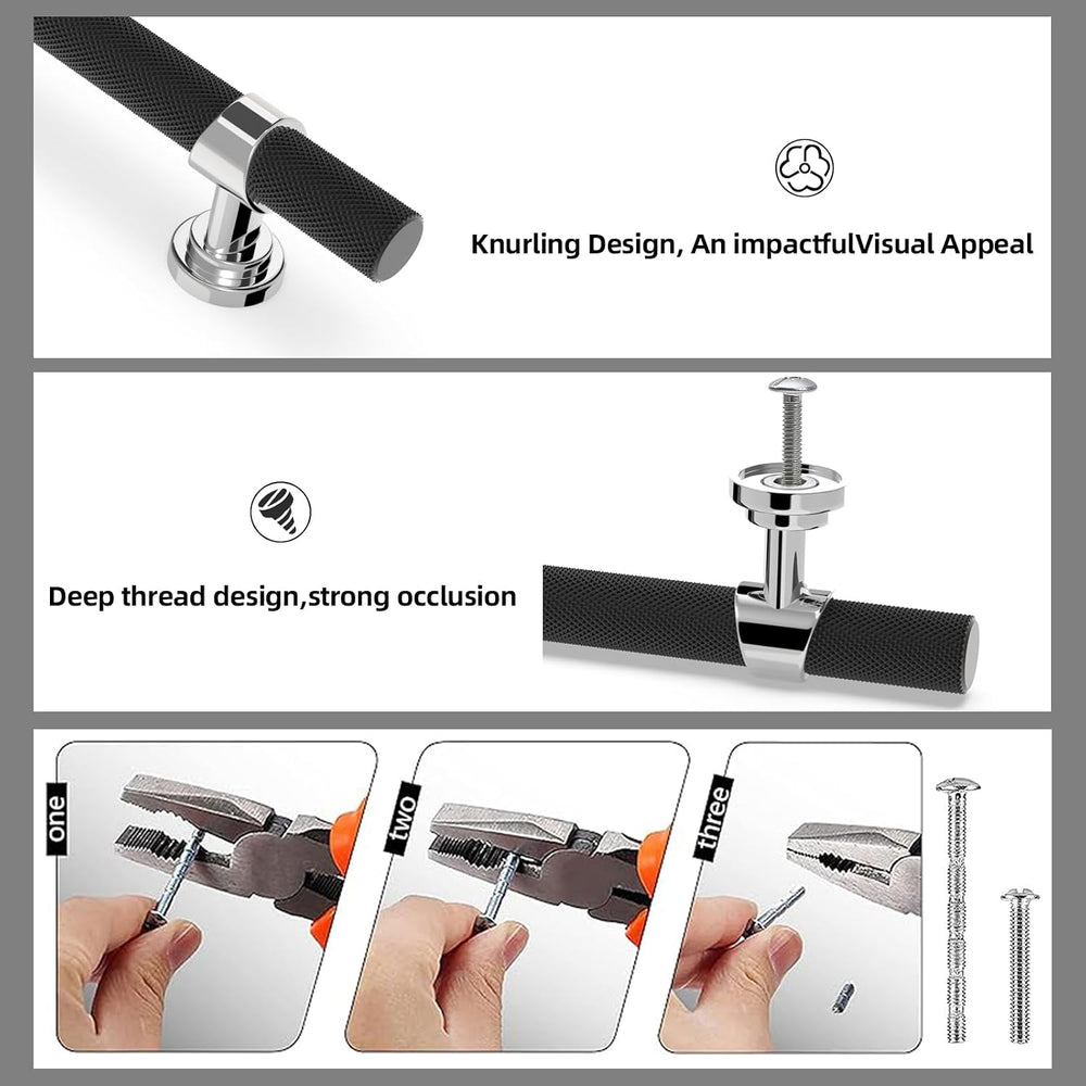 10 Pack 3 Inch Black and Polished Chrome Cabinet Handles