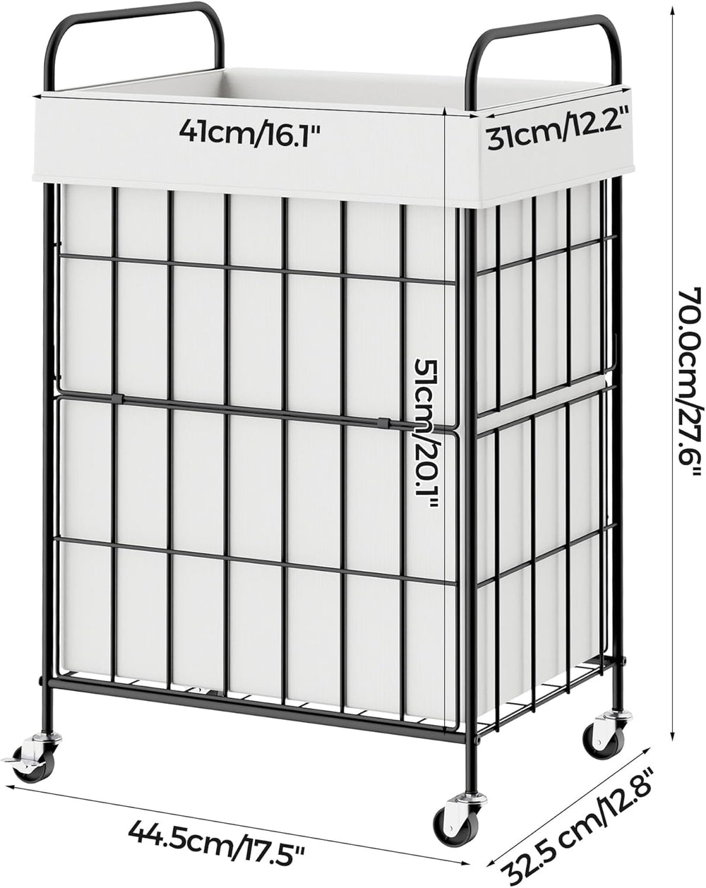 90L Laundry Hamper with Wheels, Laundry Basket with Handle and Liner Bag
