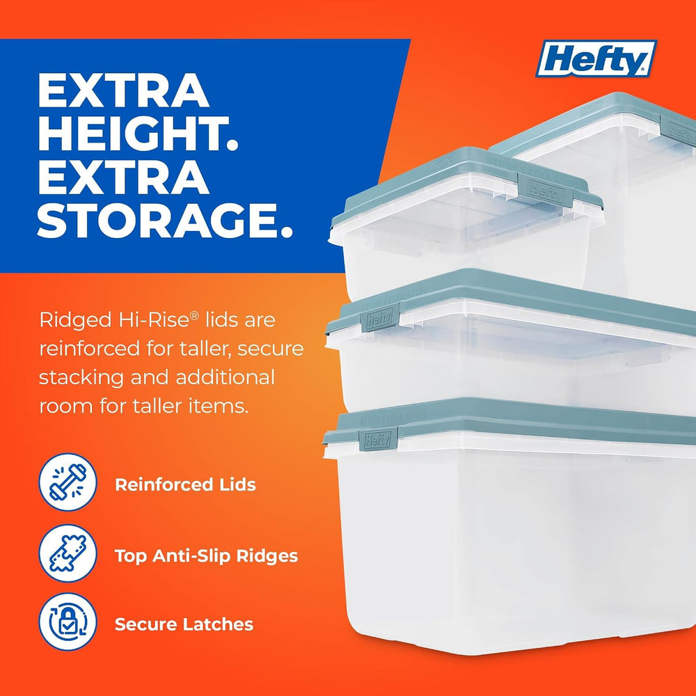 Hefty HI-RISE Stackable Storage Bins - Under Bed Storage Containers with Lids...