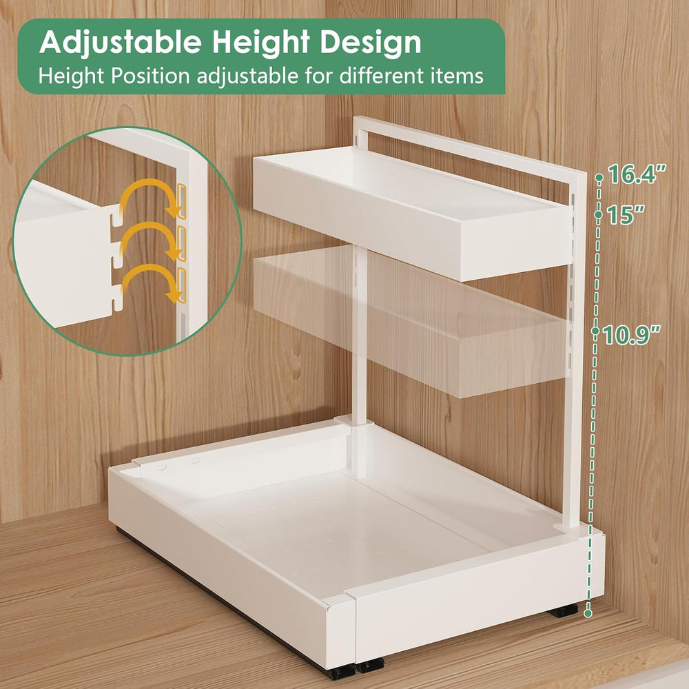 L-Shaped Under Sink Organizer with 6-Level Height Adjustment