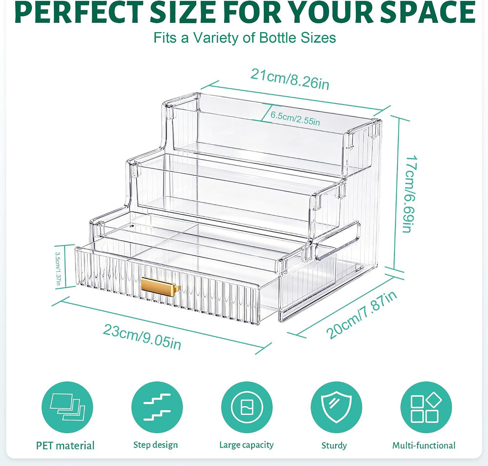 3 Tier Vitamin Storage Organizer with Drawer, Medicine Cabinet Organizer