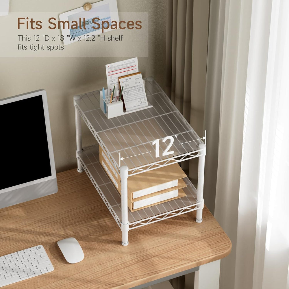 Golpart Small 2 Tier Shelves Storage Wire Shelving Unit Metal Shelf Gasket