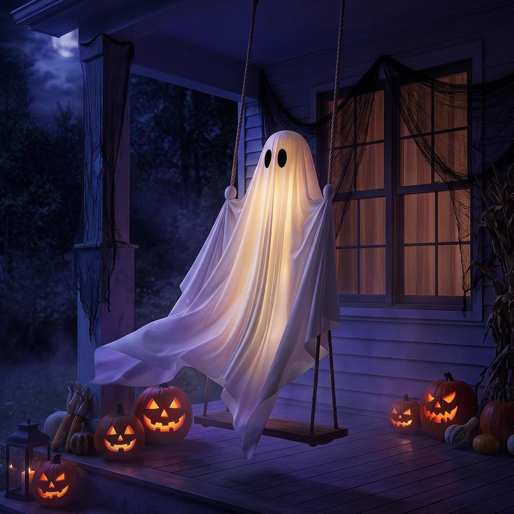 Halloween 5FT Swinging Ghost Outdoor Decor, Halloween Decorations Outdoor