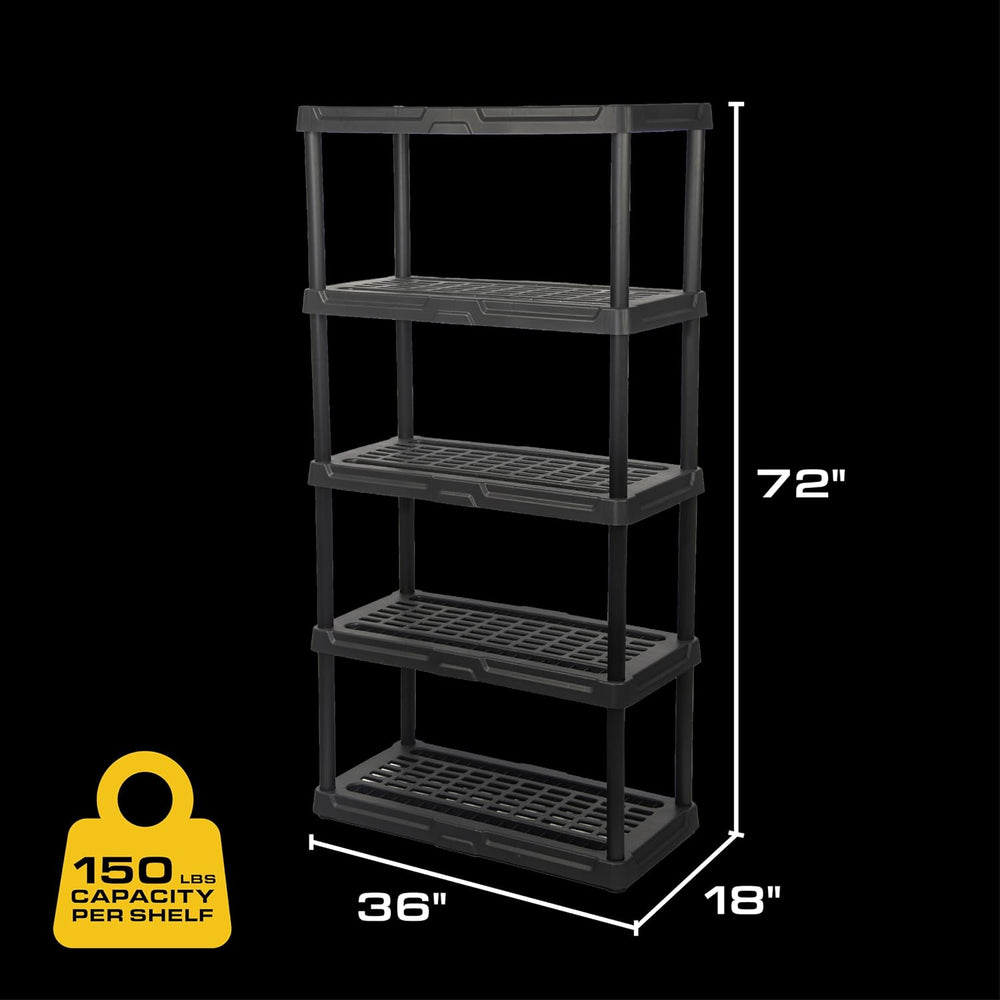 CENTREX 5-Tier Heavy Duty Plastic Storage Shelves for Garage, 2 Pack