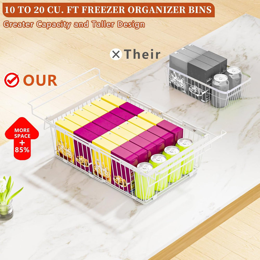Hanging Freezer Organizer Bins for 5 to 20 Cu.Ft,Leak-Proof Bottom，2Pack