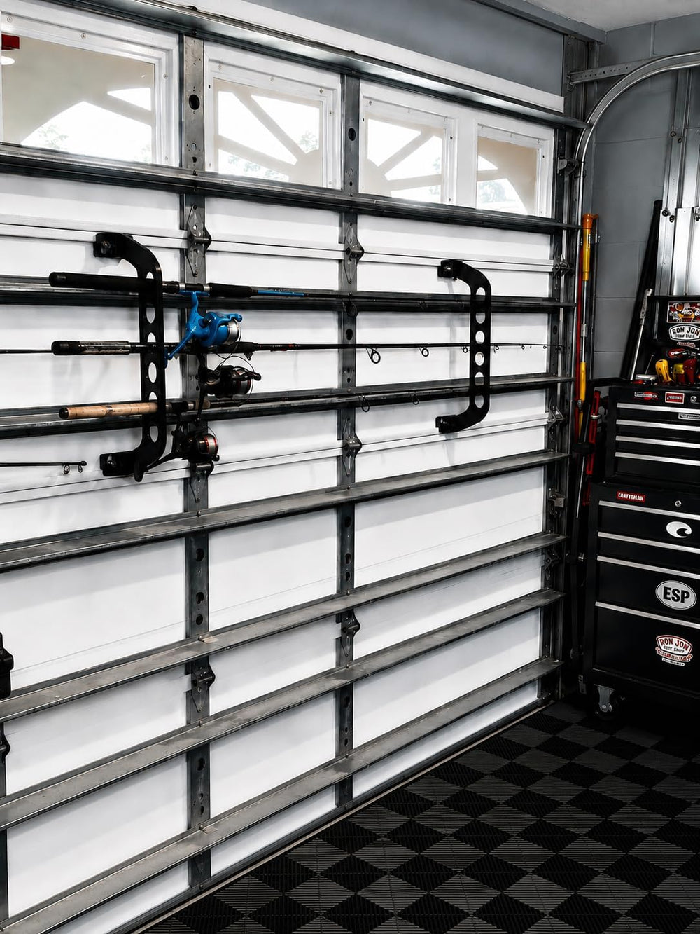 Cobra Storage Garage Door Storage Rack - 21" Black ABS Plastic Fishing R...
