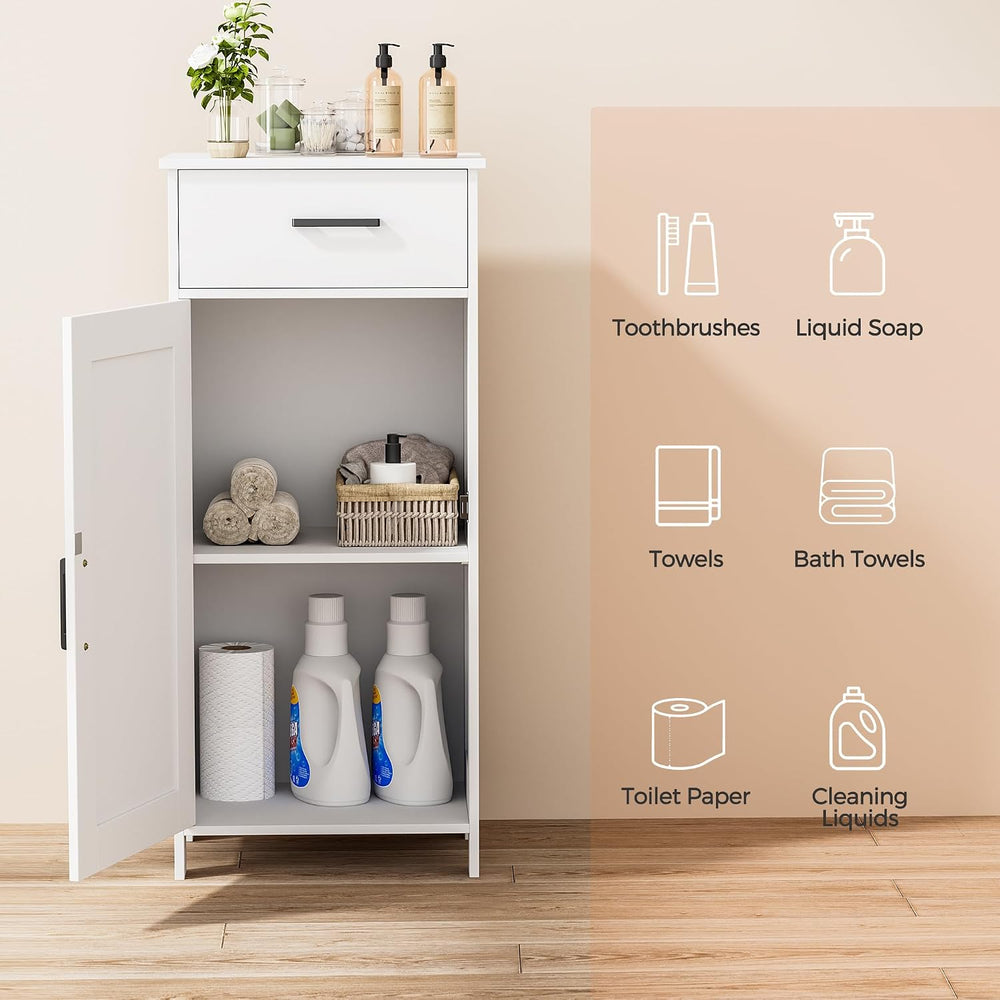 Homhedy Bathroom Storage Cabinet with Drawer & Adjustable Shelf