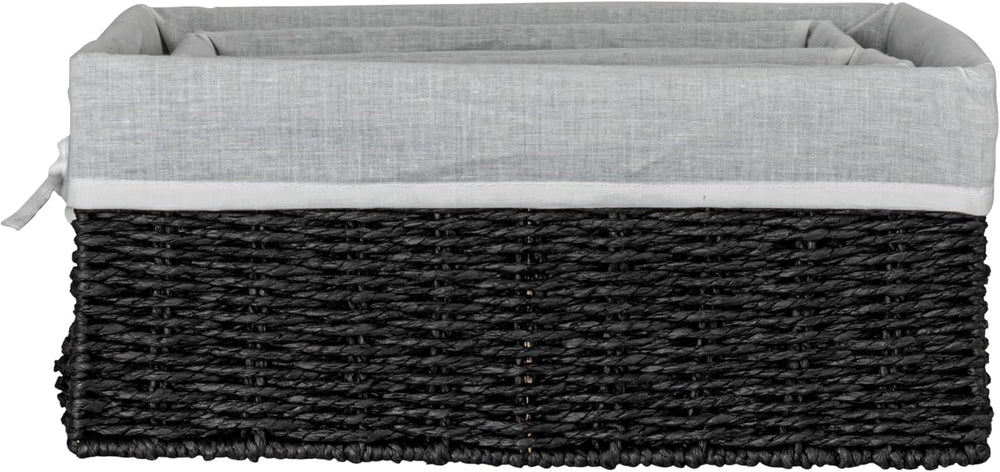 Household Essentials Wicker Basket Set, 3 Pieces, 1 Large and 2 Small Paper R...