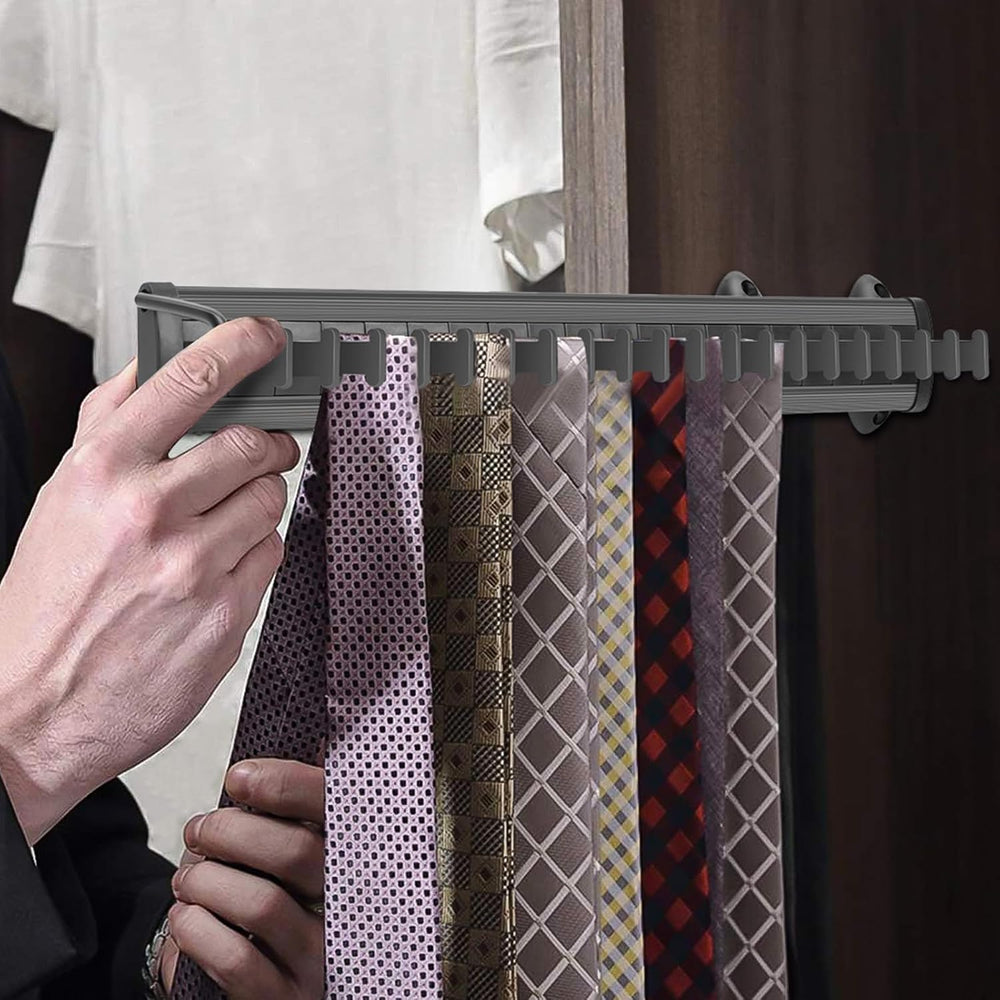 Sliding Tie Rack Hanger for Closet, 20 Tie Pull Out Belt Rack Organizer