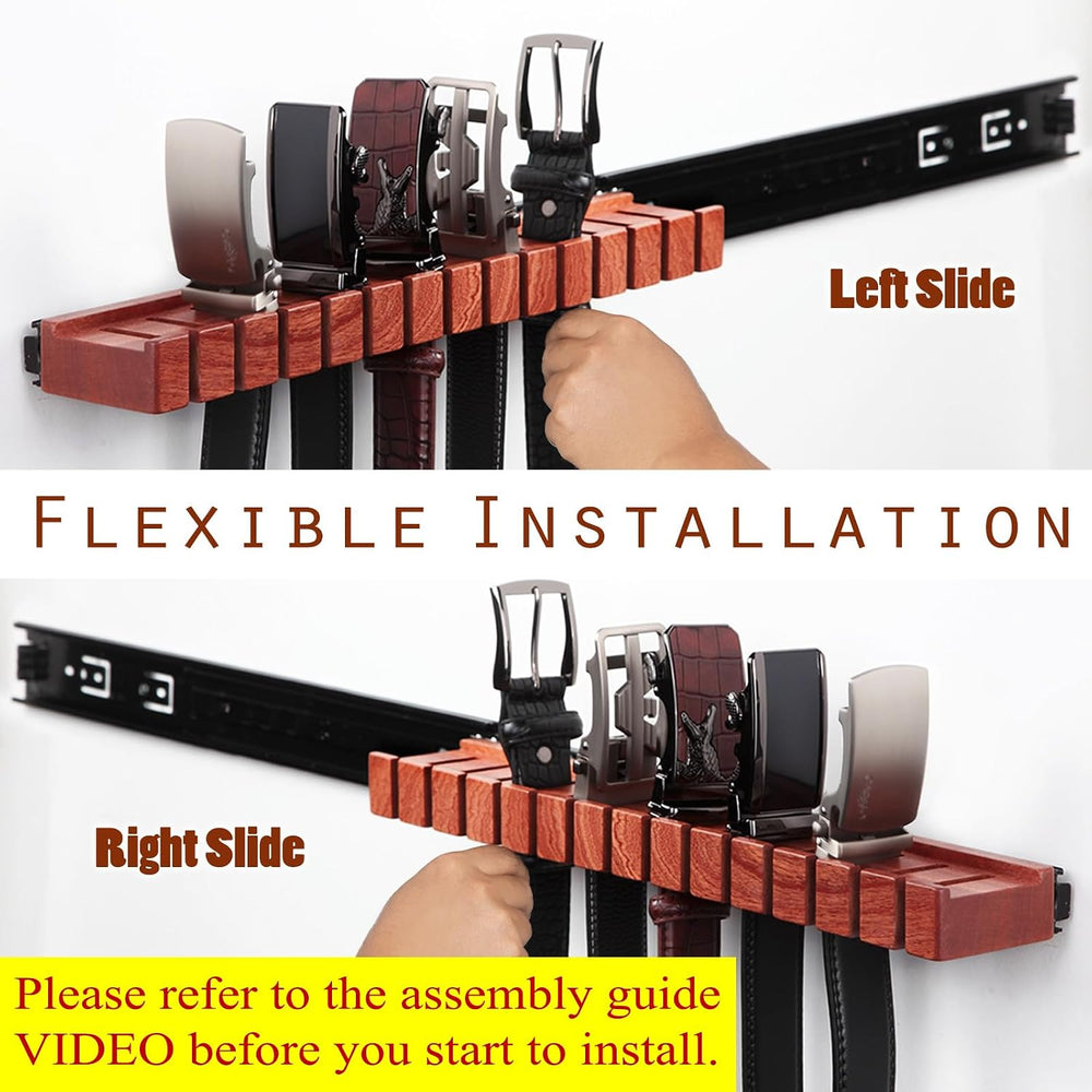 Walnut 14 Belts Organizer with Sliding System
