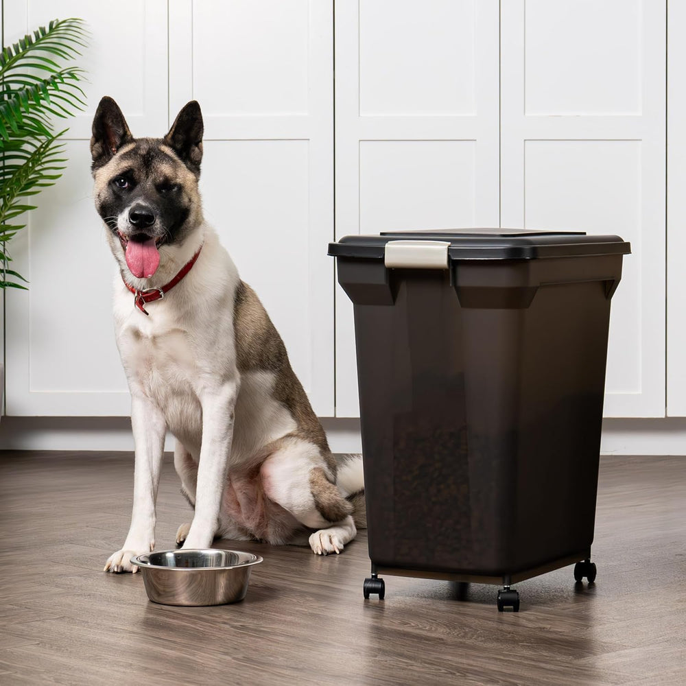 IRIS USA Dog Food Storage Container, Up to 58 lbs, Smoke Black, Made in USA