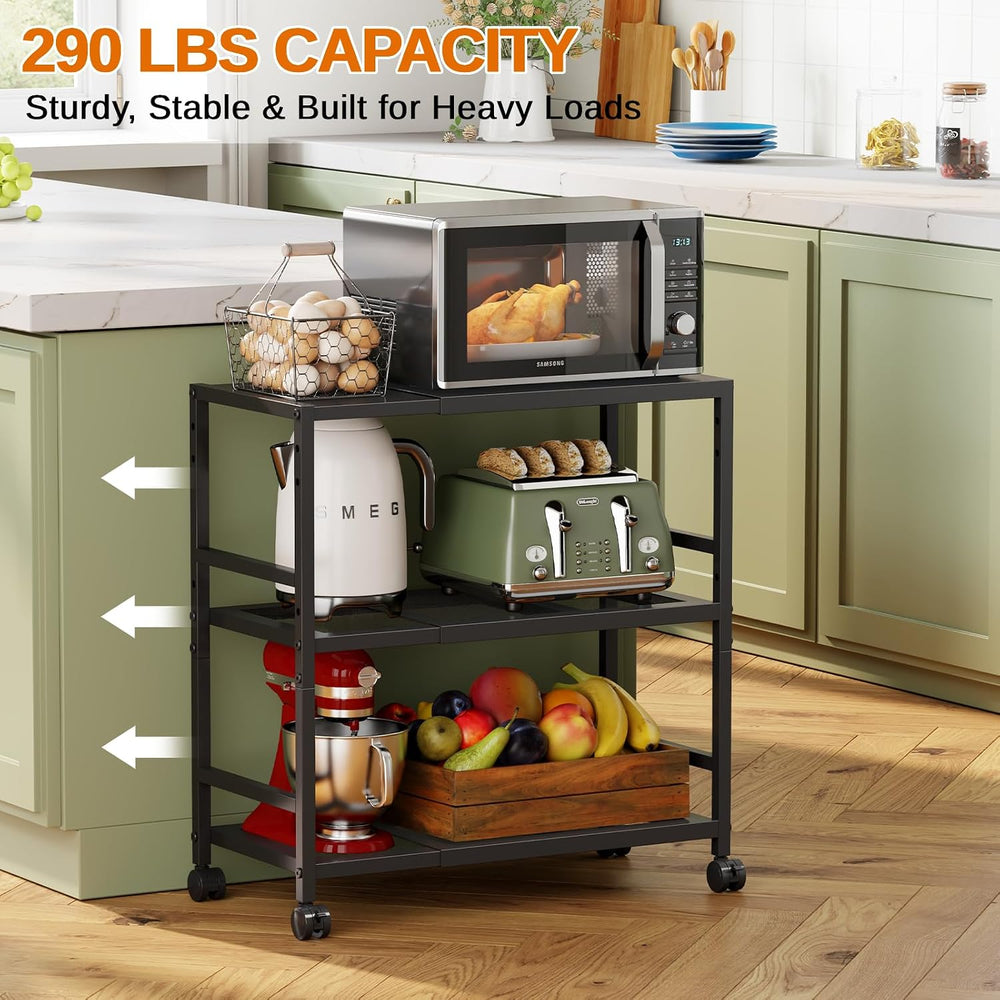 Expandable Metal Storage Shelves Rack with Wheels,3Tier Heavy Duty Shelving