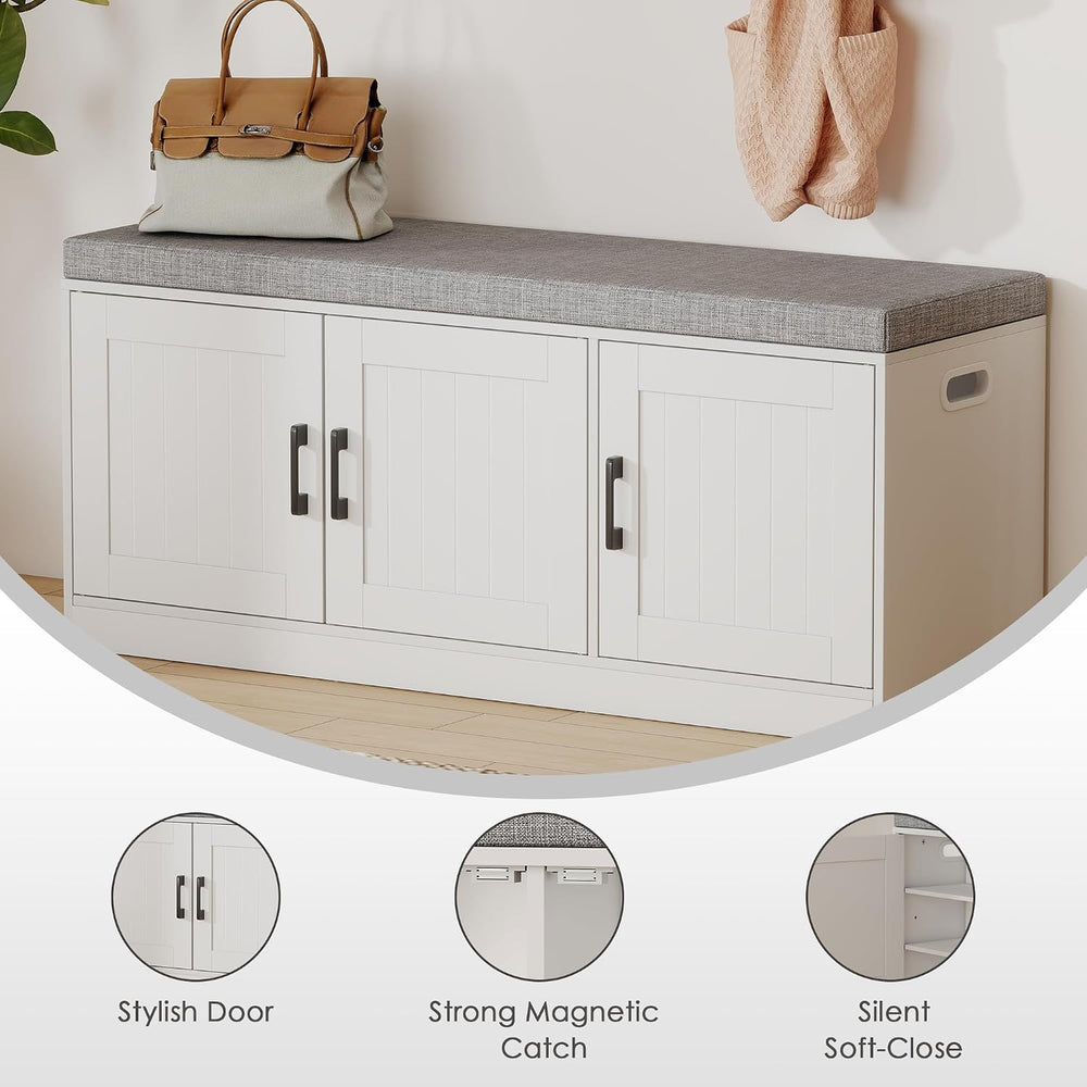 3-Tier Shoe Storage Bench with Adjustable Shelf, Large Capacity Entryway Shoe...
