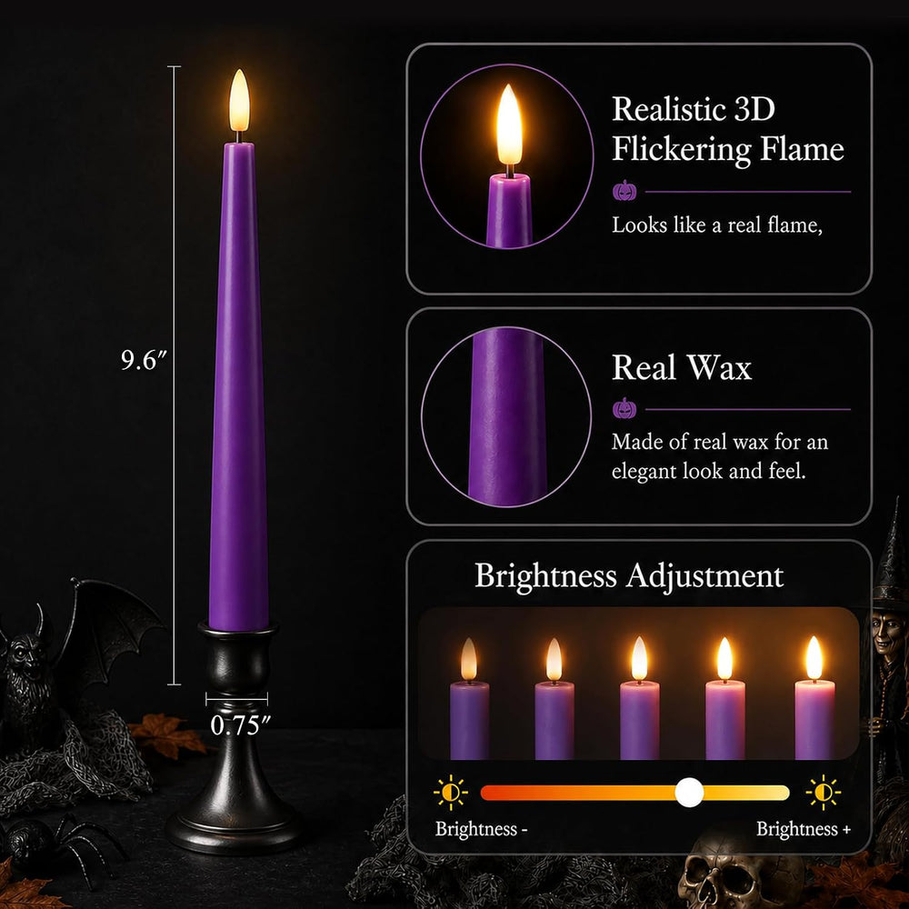 Halloween Decor Indoor, Halloween Decorations, Flameless Taper Candles, 6Pc