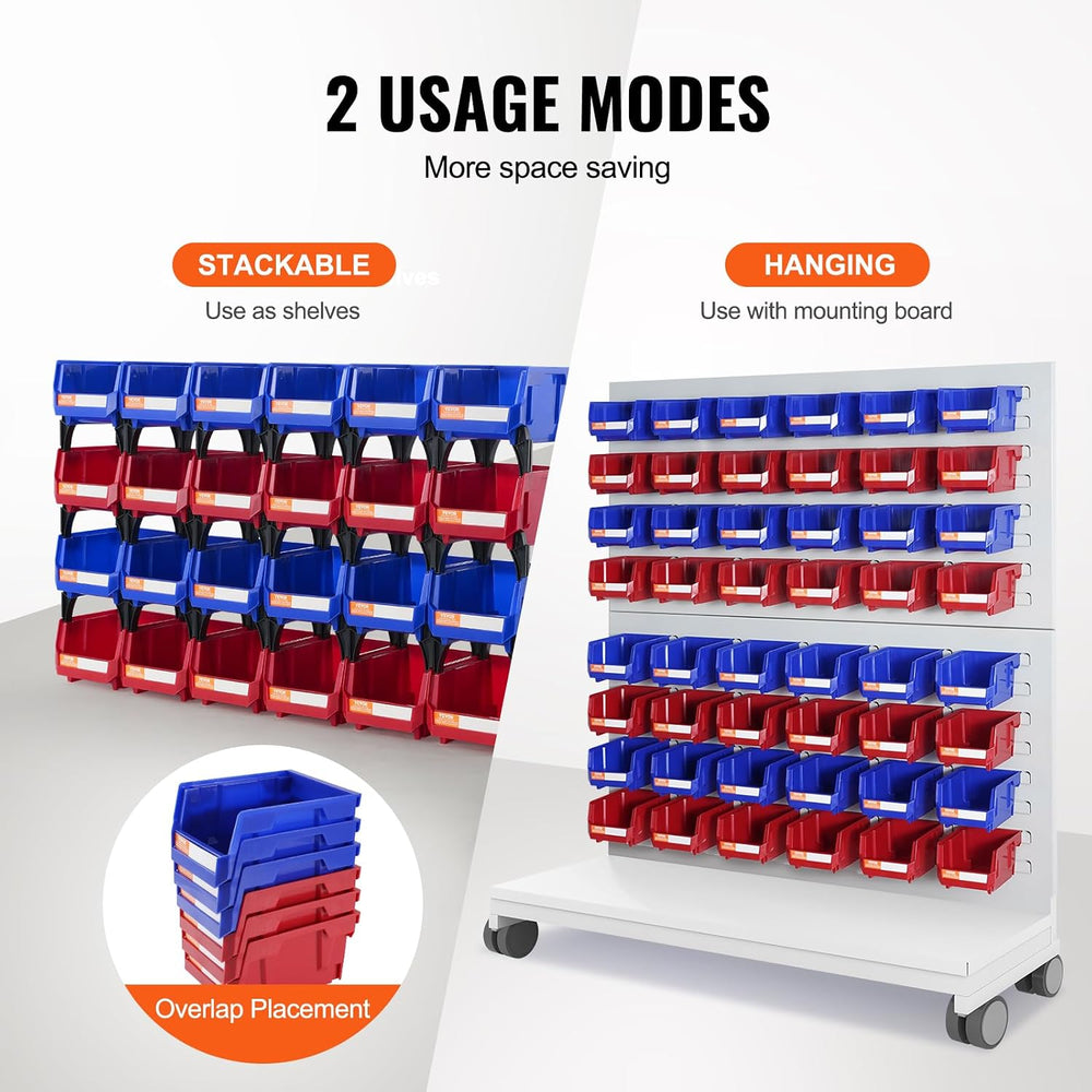 VEVOR Plastic Storage Bins 24 Pack (5 x 4 x 3-Inch), Hanging Stackable Storag...