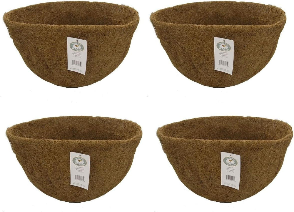 14in x 9in Round Molded Coco Liner for Hanging Basket Planter 4PK