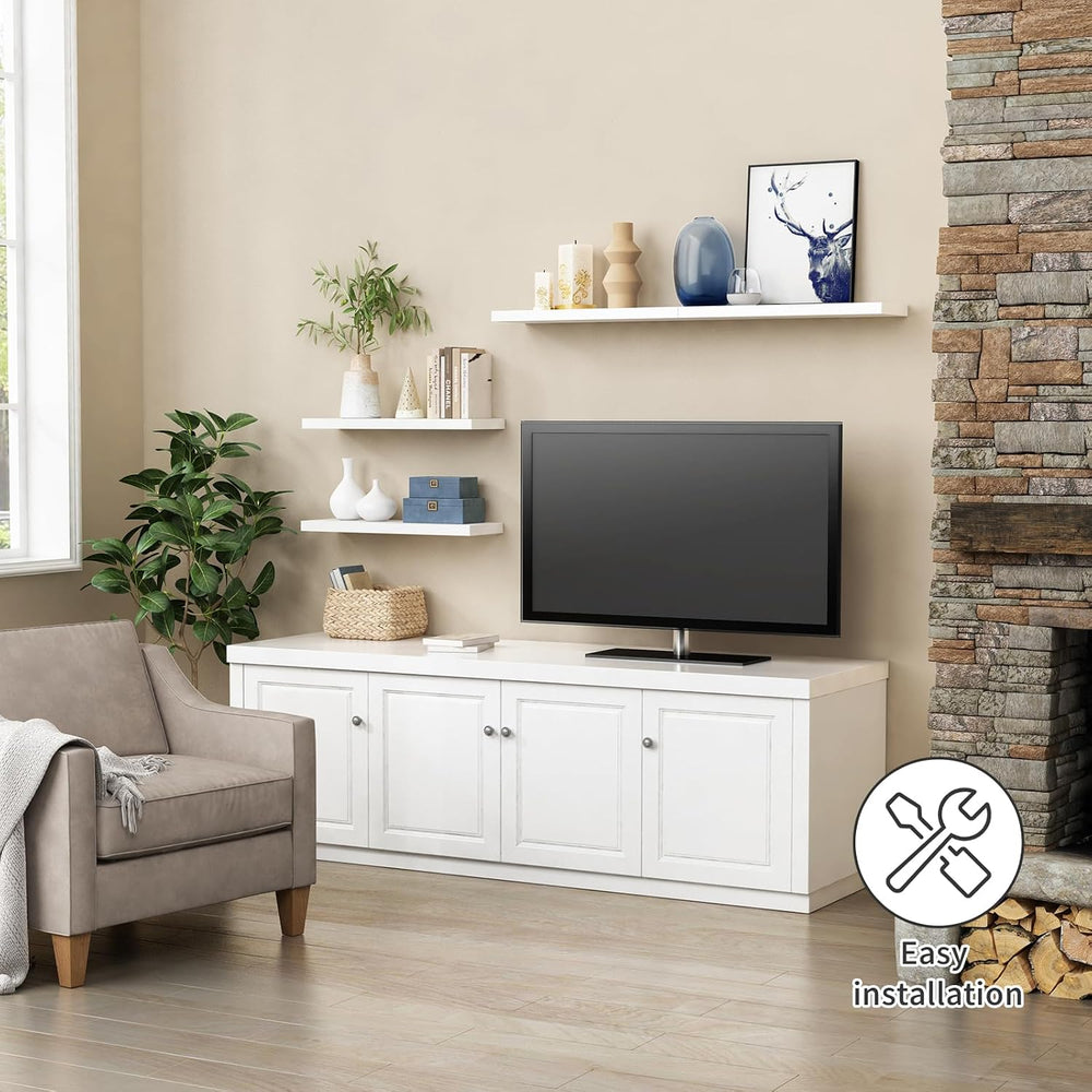Forbena 24 Inch Floating Shelves for Wall Decor, White Wall Book Shelves for ...