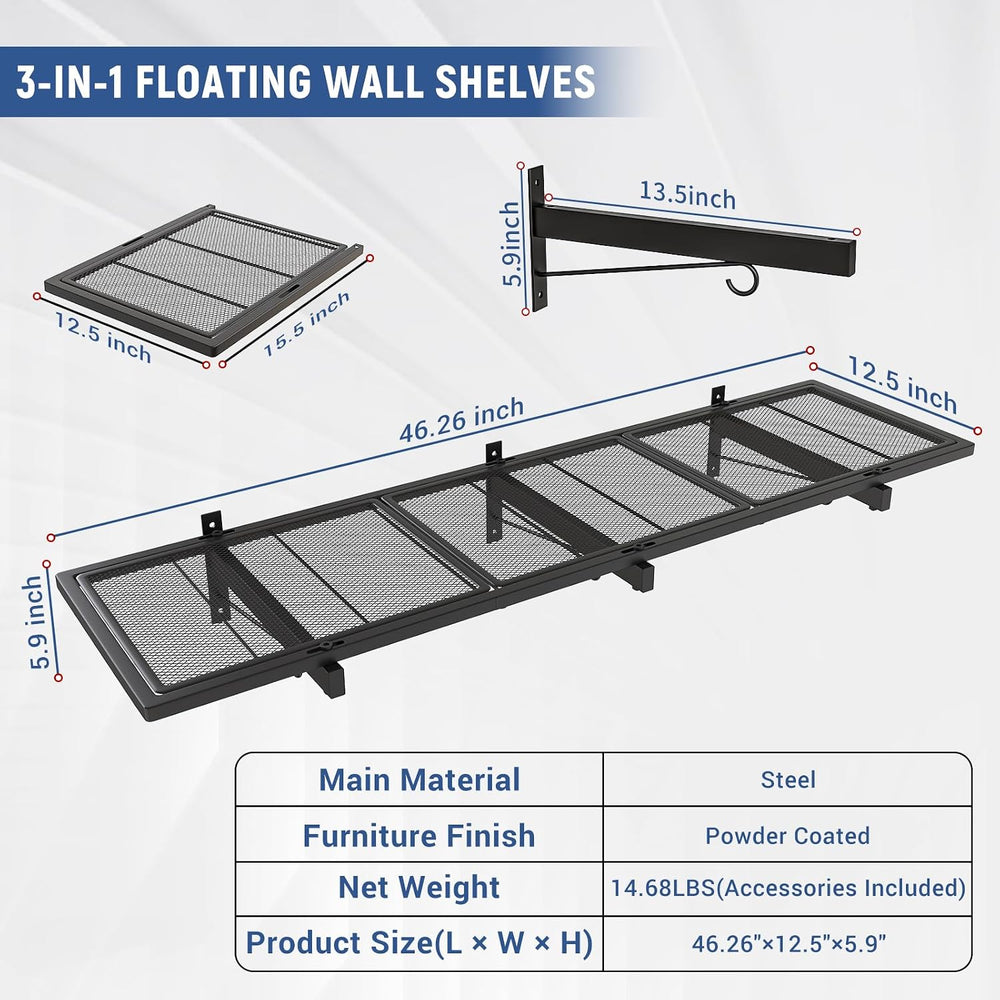 2 Pack Garage Wall Shelf, Heavy Duty Garage Shelving, 46"X 12.5" Wa...
