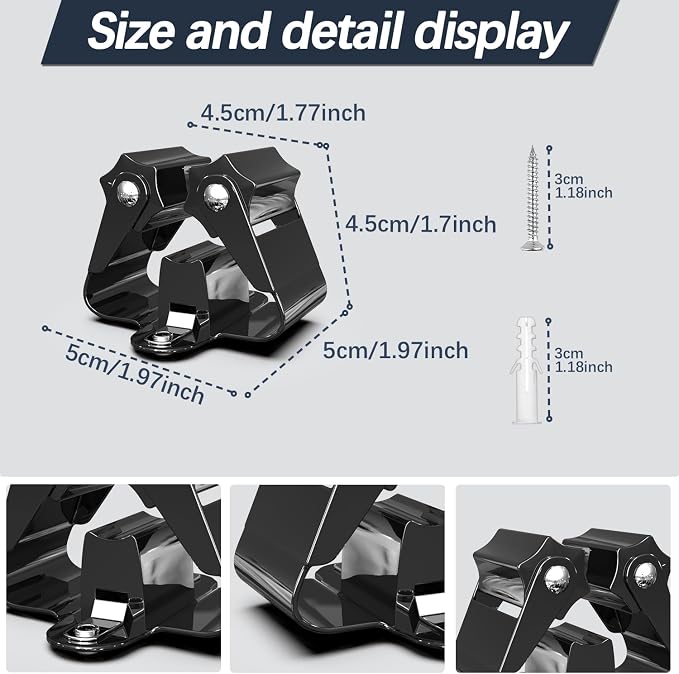 3-H Stainless Steel Broom Holder Wall Mount 50-Pack- Heavy Duty Mop Organizer