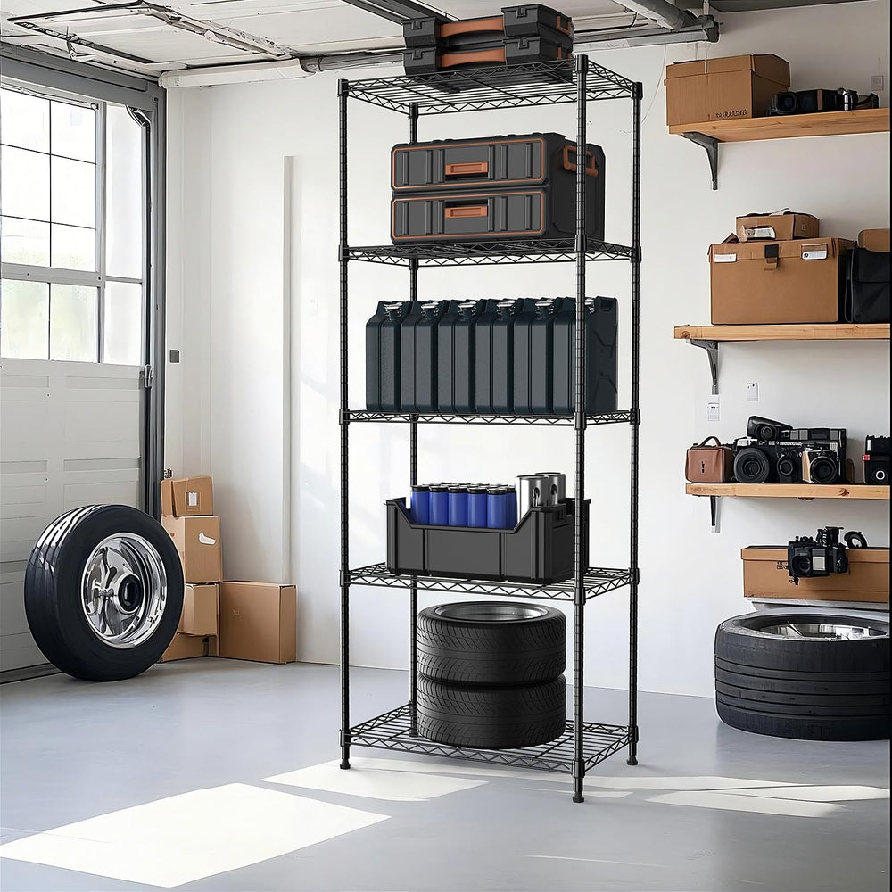 M MZG 1250 lbs 5 Tier Shelf Metal Storage Shelves Wire Rack Closet Organizers...
