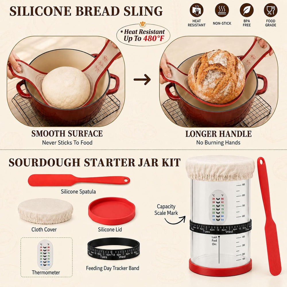 Sourdough Starter Kit, for Beginners, 40 oz Jar, Banneton