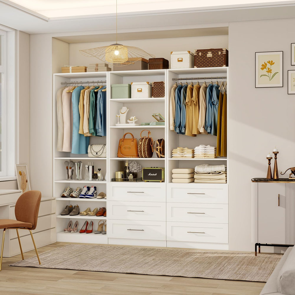 Closet System with 3 Sets, 6–15 FT Closet Organizer System with 6 Drawers, 9 ...