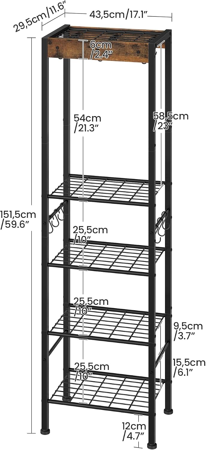 CHOEZON 5-Tier Pot Rack, Floorstanding Pots and Pans Organizer, Kitchen Baker...