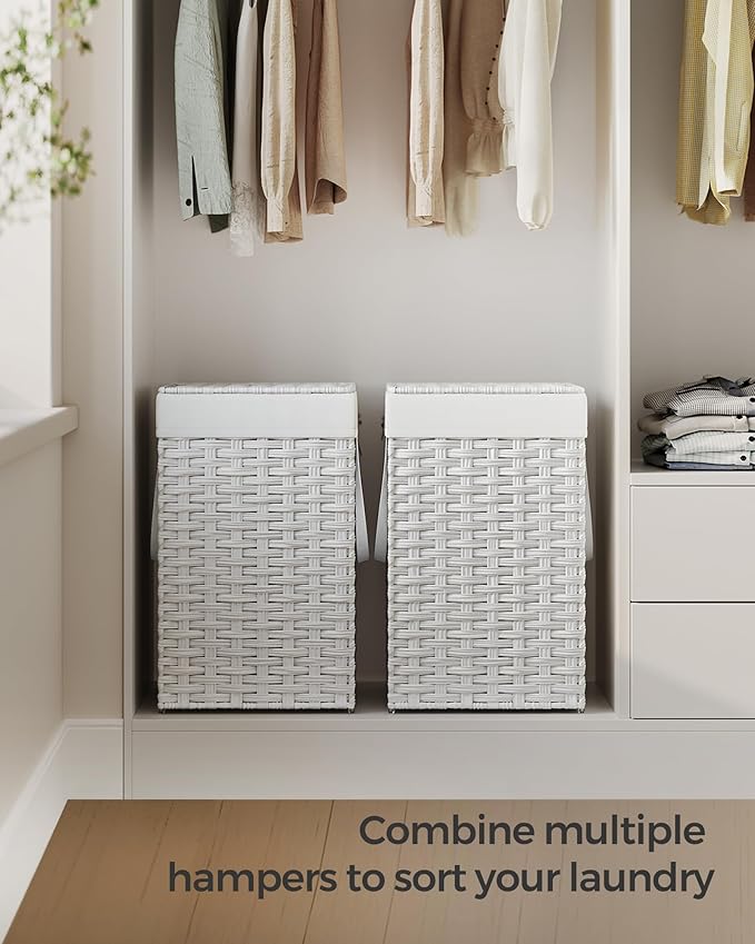 SONGMICS Laundry Hamper with Lid, 17.2 Gallon Synthetic Rattan Clothes Laundry