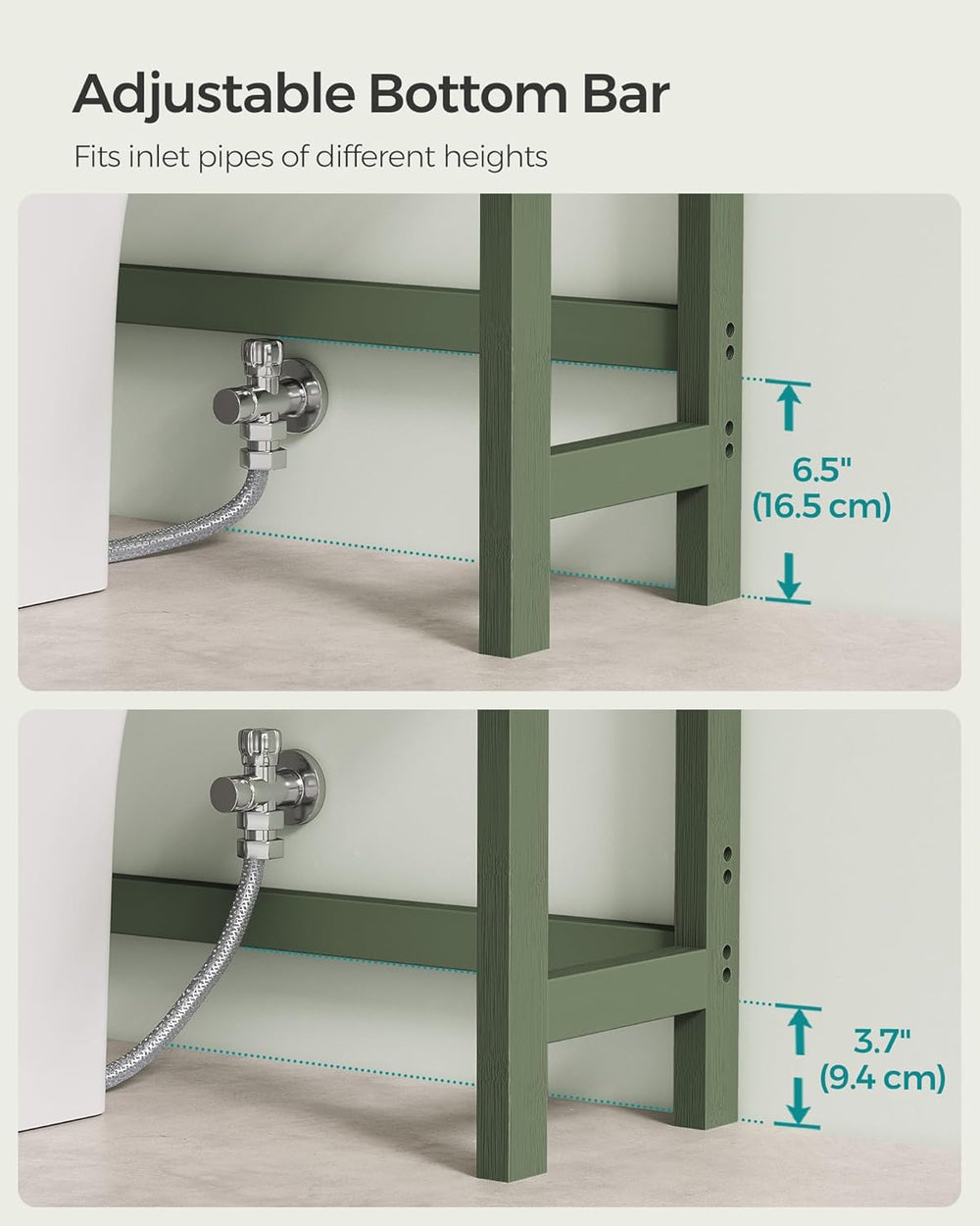 SONGMICS 3-Tier Bamboo Over The Toilet Storage, Adjustable Shelf, 66.9'&#...