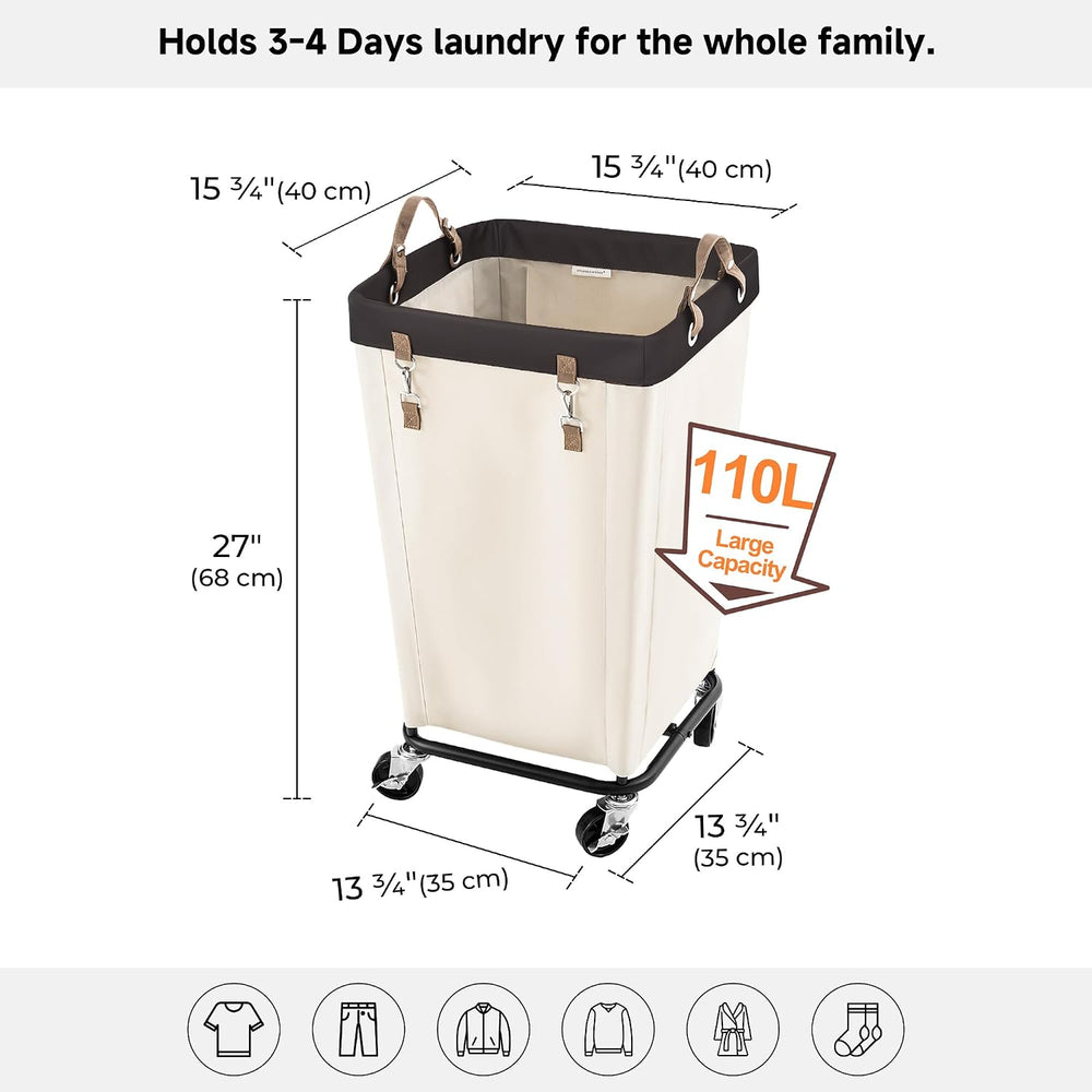 StorageWorks 110L Laundry Basket with Wheels, Rolling Hampers for Clothing