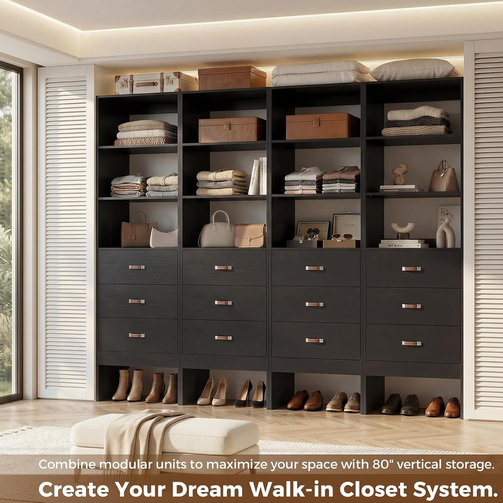 Armocity 4FT Closet System with Leather Handles, 48" Walk-in Closets Sto...