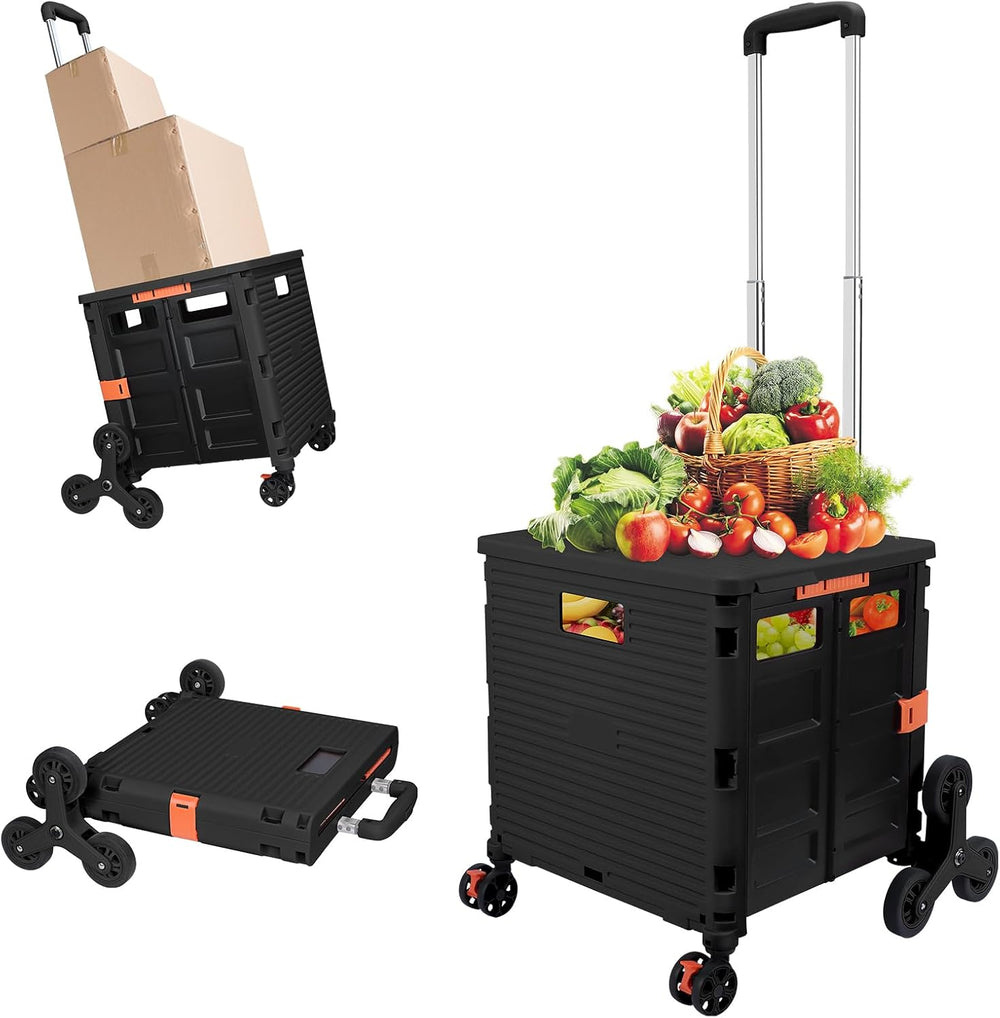 FELICON SELORSS Folding Utility Climber Cart Portable Rolling Crate-Black